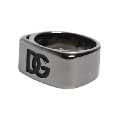 Dolce & Gabbana Silver Tone Brass Anello DG Logo Ring