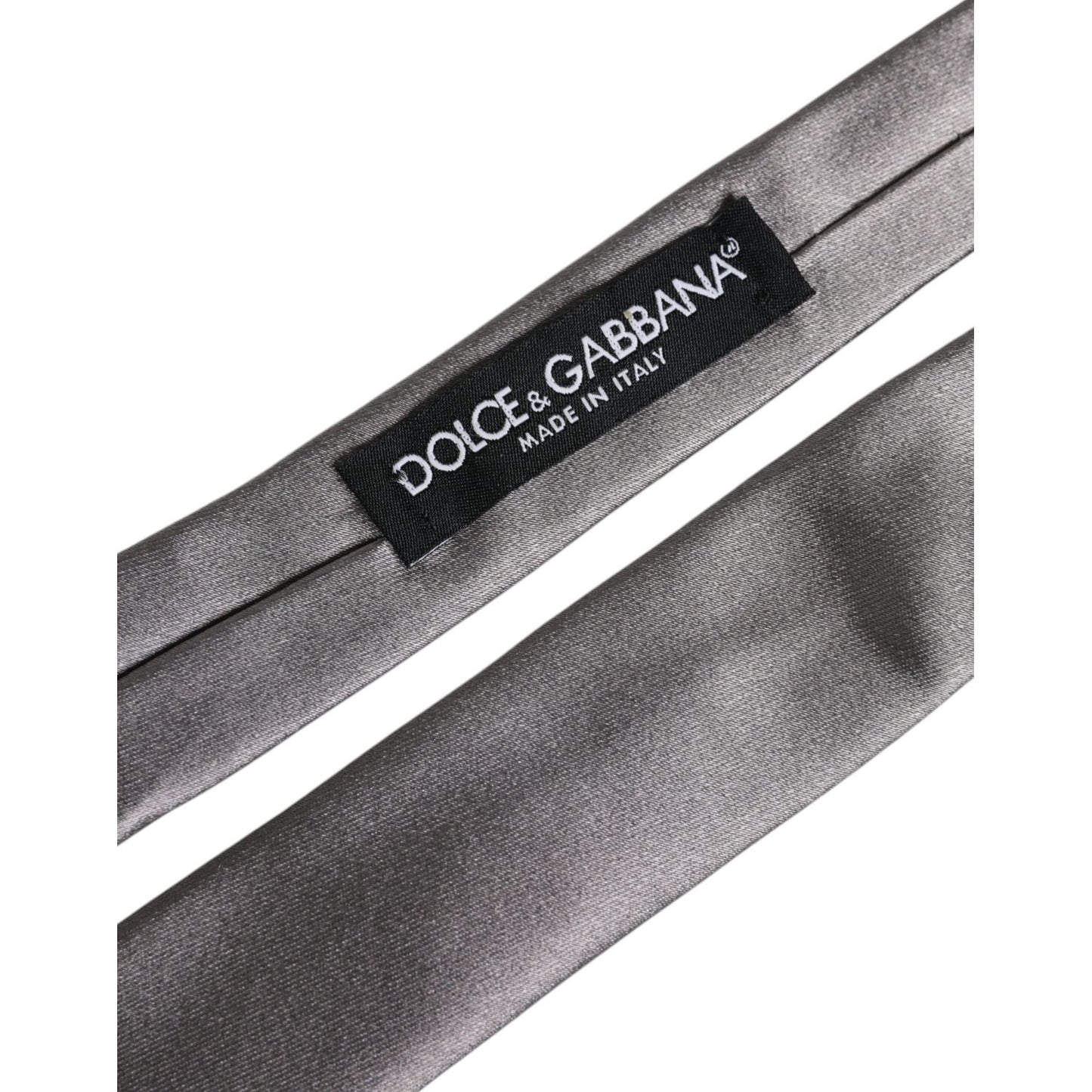 Dolce & Gabbana Metallic Silver Silk Adjustable Necktie Tie KRA3411