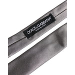 Dolce & Gabbana Metallic Silver Silk Adjustable Necktie Tie KRA3411