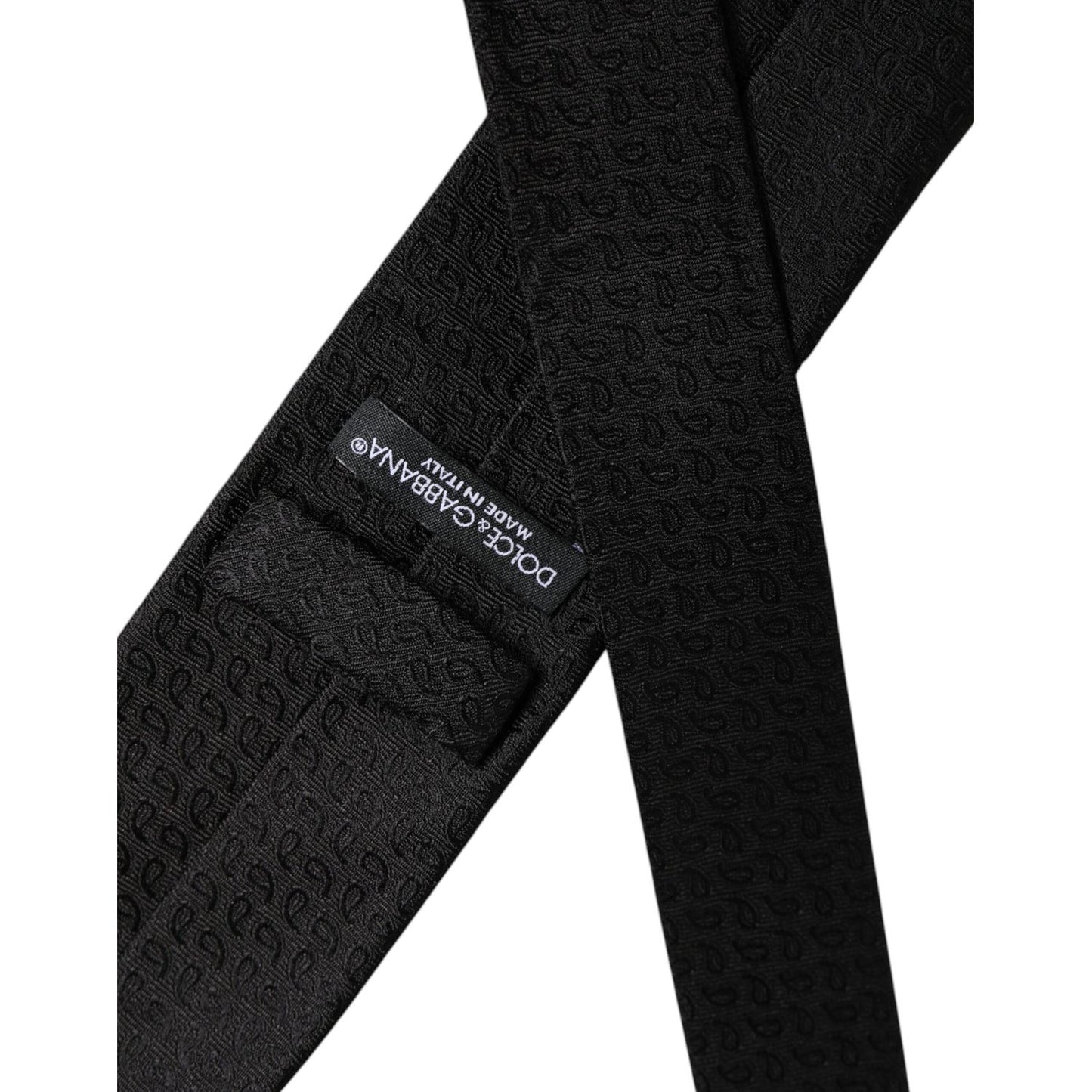 Dolce & Gabbana Black Patterned Silk Adjustable Necktie Tie KRA3435