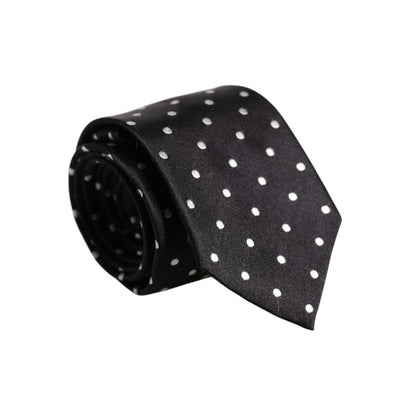 Dolce & Gabbana Black Polka Dots Silk Adjustable Necktie Tie
