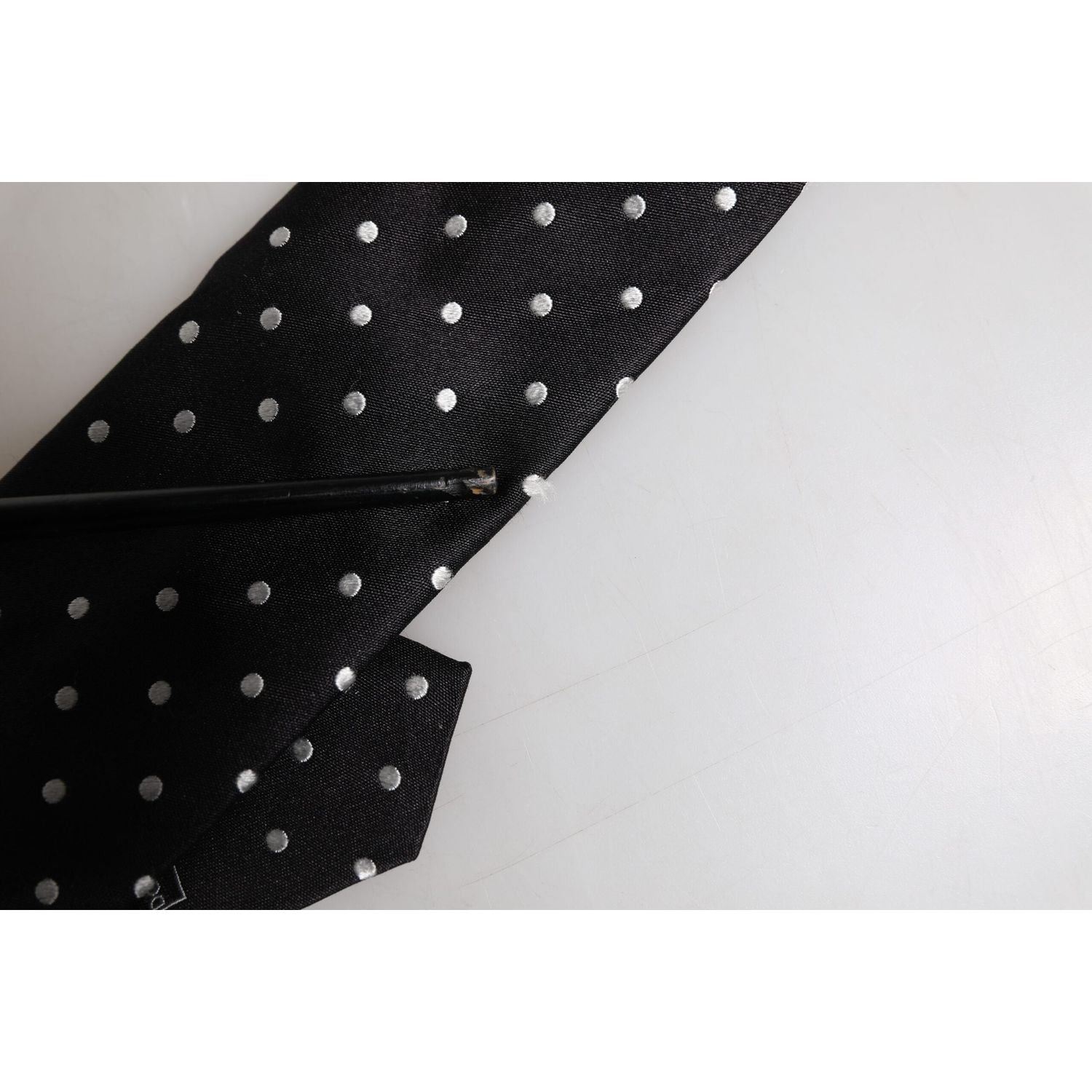 Dolce & Gabbana Black Polka Dots Silk Adjustable Necktie Tie
