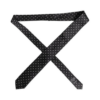 Dolce & Gabbana Black Polka Dots Silk Adjustable Necktie Tie