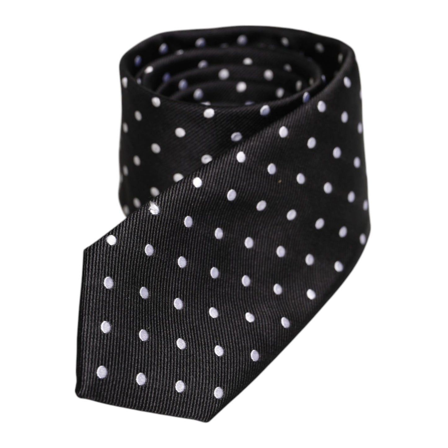 Dolce & Gabbana Black Polka Dots Silk Adjustable Necktie Tie KRA3466