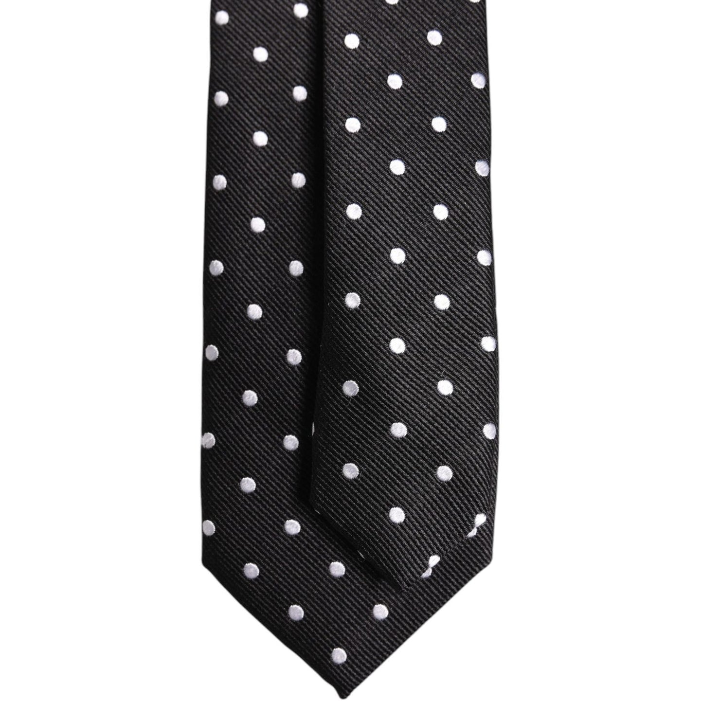 Dolce & Gabbana Black Polka Dots Silk Adjustable Necktie Tie KRA3466