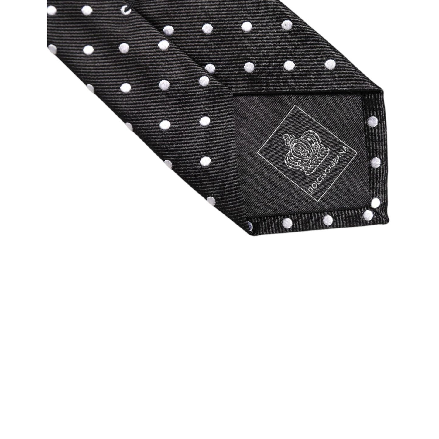 Dolce & Gabbana Black Polka Dots Silk Adjustable Necktie Tie KRA3466