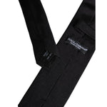 Dolce & Gabbana Black Solid Silk Adjustable Necktie Tie KRA3469