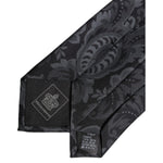 Dolce & Gabbana Black Gray Flower Print Adjustable Necktie Tie KRA3470