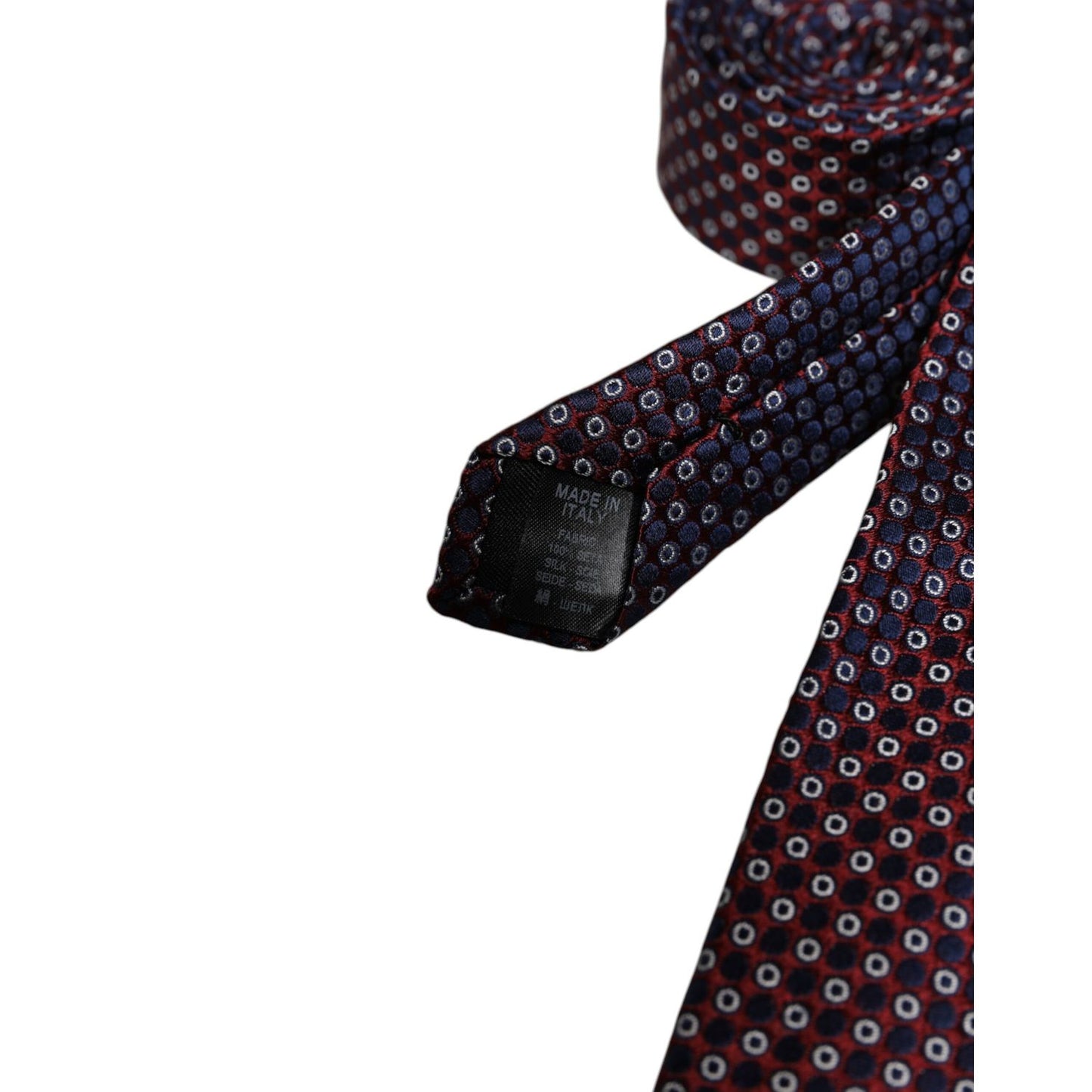 Dolce & Gabbana Red Blue Circles Silk Adjustable Necktie Tie KRA3474
