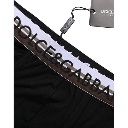 Dolce & Gabbana Black Cotton Stretch Regular Boxer Underwear