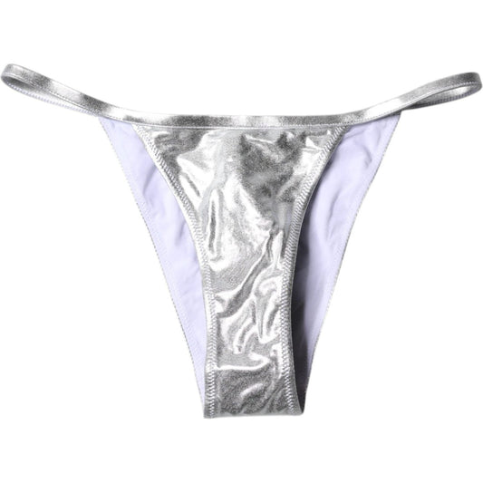 Dolce & Gabbana Silver Polyester Beachwear Bikini Bottom Swimwear BIK1946-3
