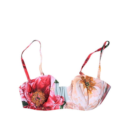 Dolce & Gabbana Multicolor Floral Padded Balconette Bra Underwear