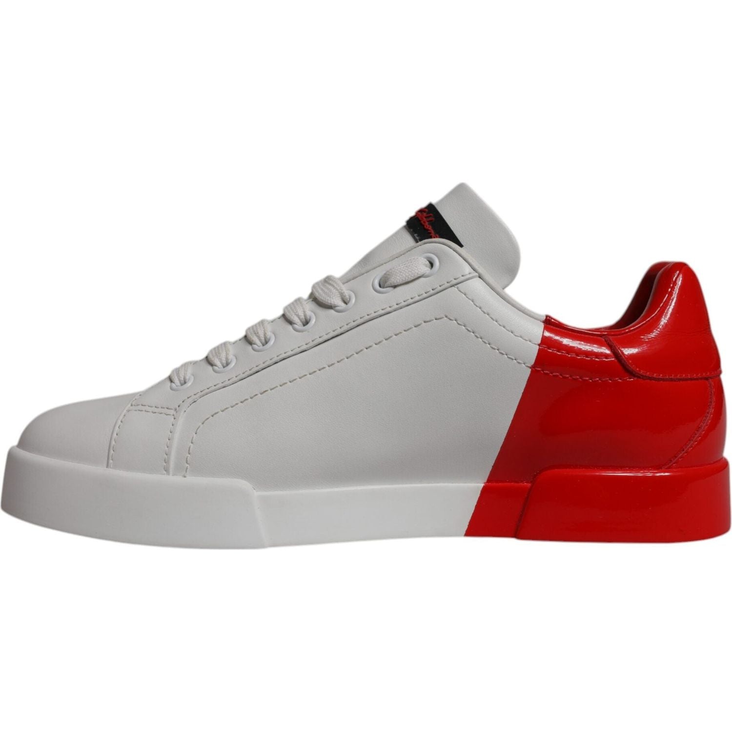 Dolce & Gabbana White Red Leather Logo Low Top Sneakers Shoes