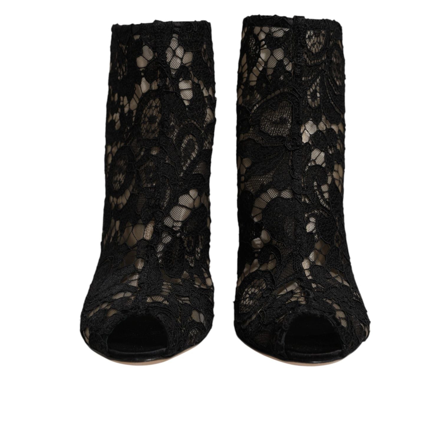Dolce & Gabbana Black Floral Lace Heels Ankle Boots Shoes