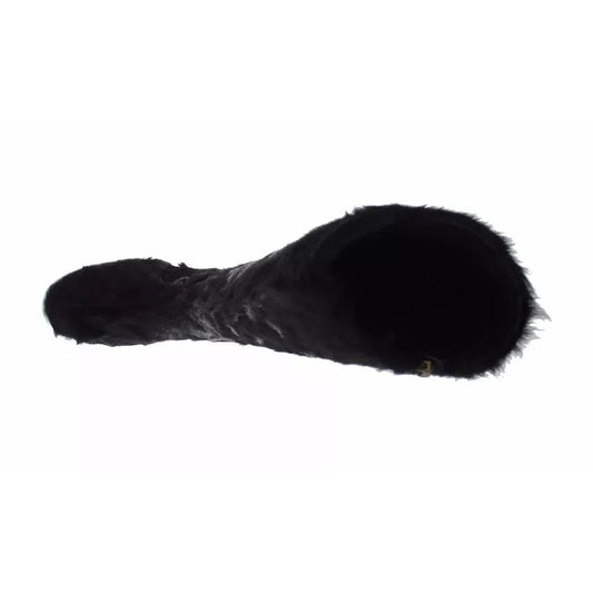 Dolce & Gabbana Black Xiangao Lamb Fur Leather Boots Shoes