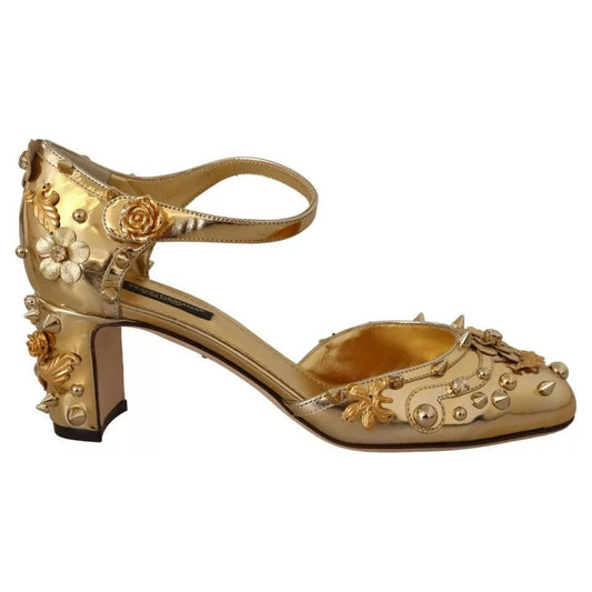 Dolce & Gabbana Gold Studs Vally Slingback Sandals Shoes LA8997-38