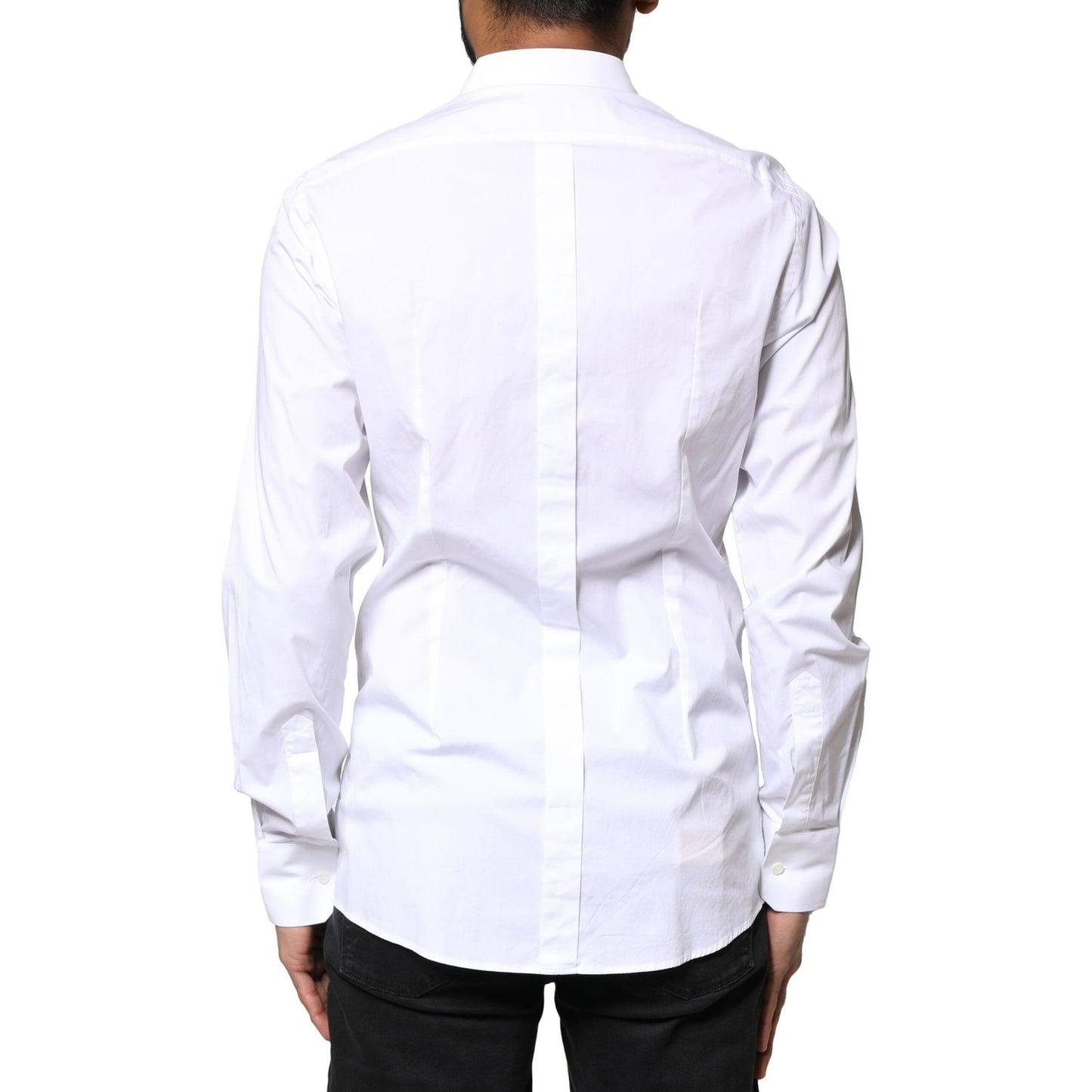 Dolce & Gabbana White GOLD Cotton Long Sleeves Dress Shirt