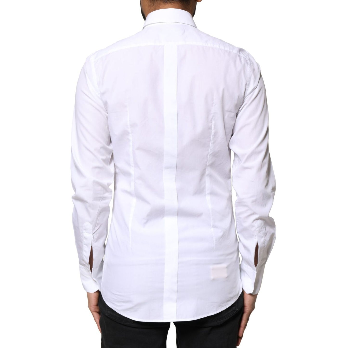 Dolce & Gabbana White Cotton Peacock Feather GOLD Formal Shirt