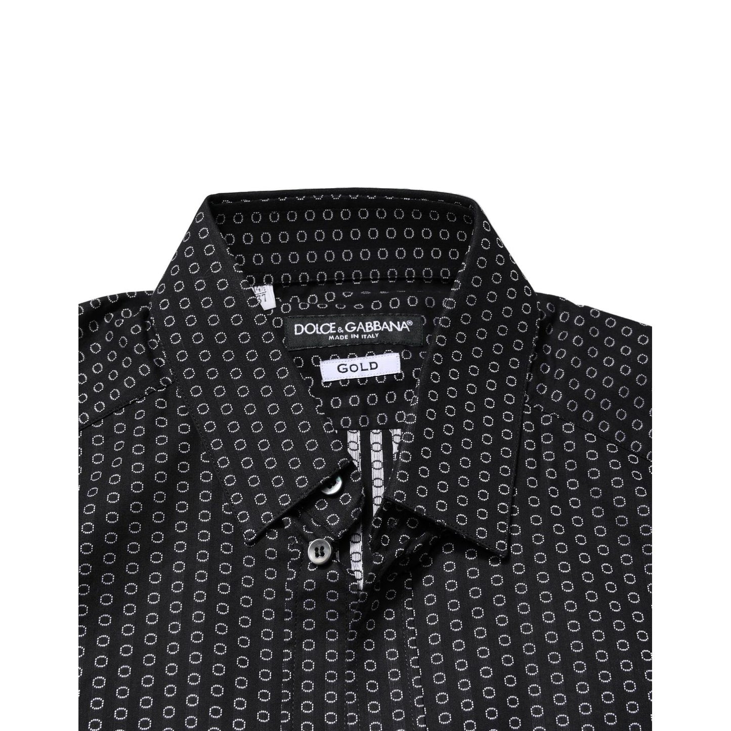 Dolce & Gabbana Black GOLD Patterned Cotton Men Dress Shirt