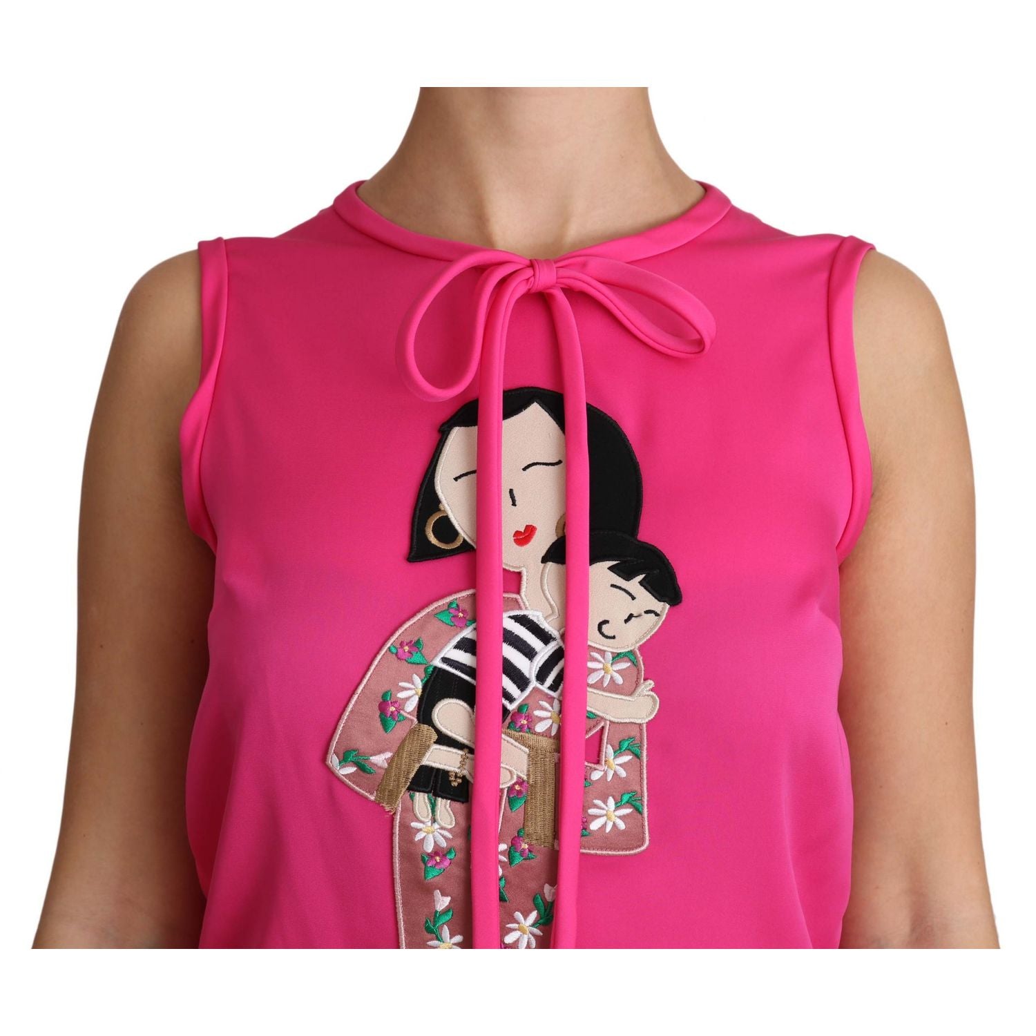 Dolce & Gabbana Pink Family Silk Tank  Mama Blouse Top Shirt