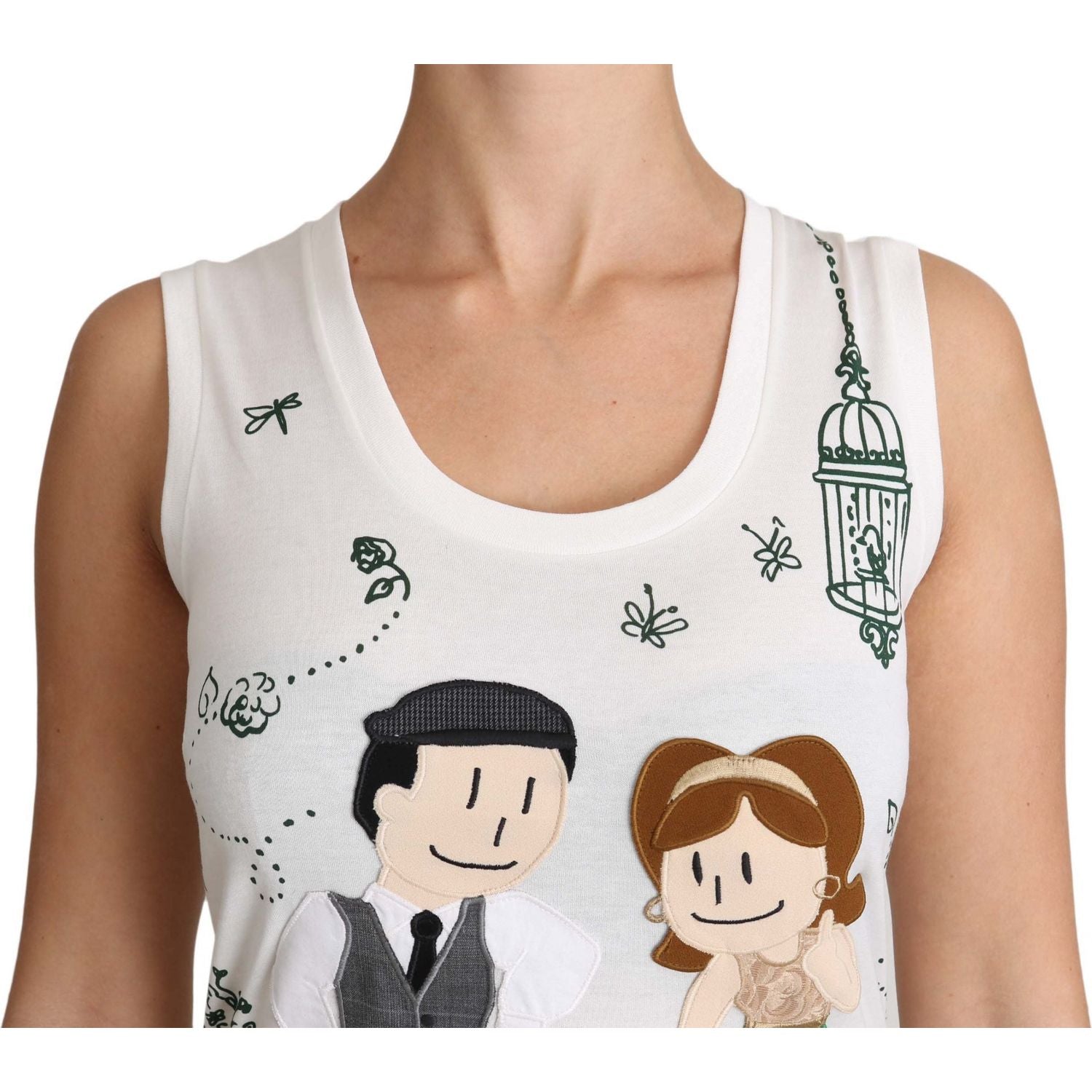 قميص دولتشي آند غابانا الأنيق المصنوع من القطن والحرير باللون الأبيض بدون أكمام