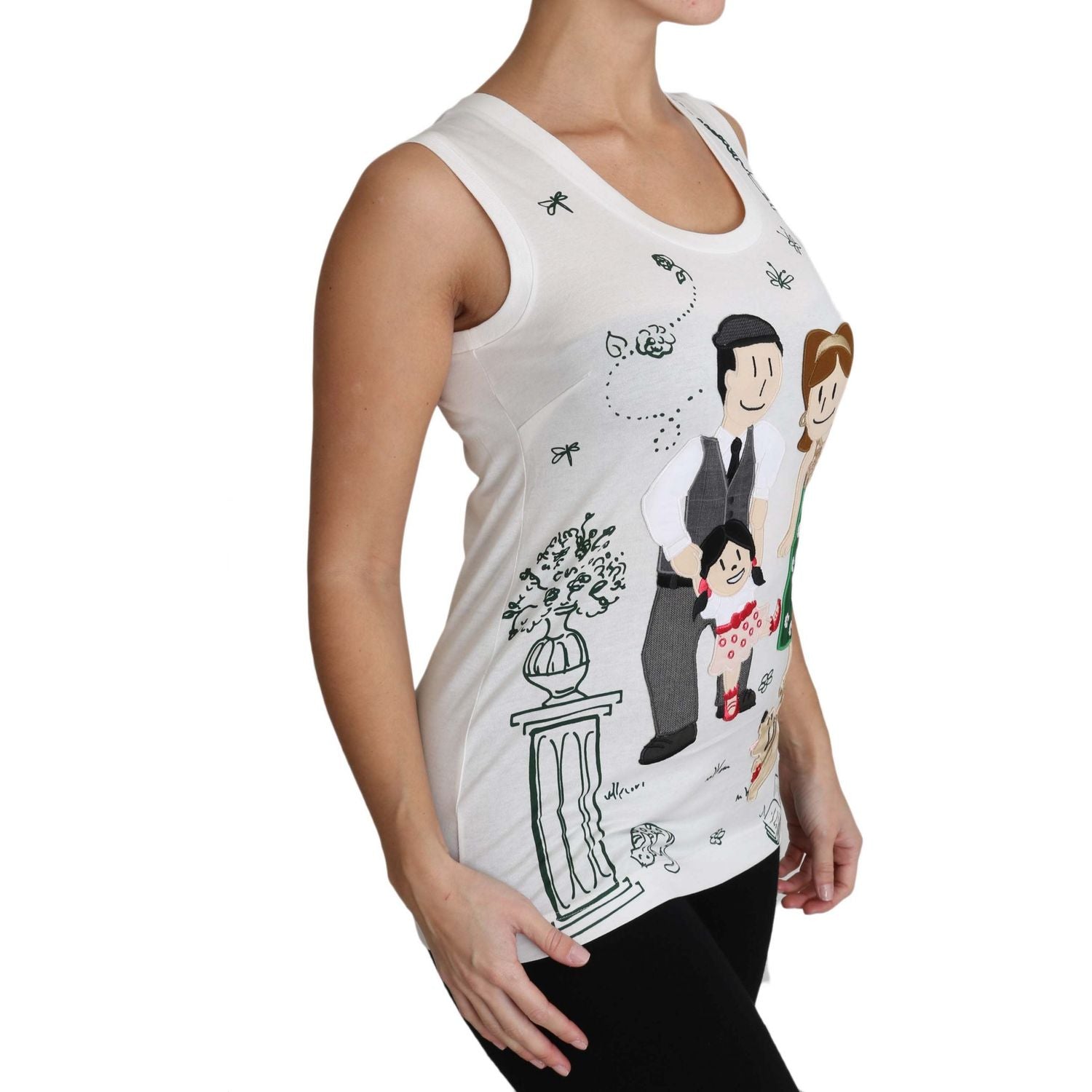 قميص دولتشي آند غابانا الأنيق المصنوع من القطن والحرير باللون الأبيض بدون أكمام