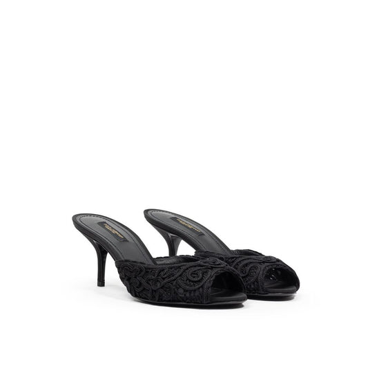 Dolce & Gabbana Black Cotton Sandal DO-8204676-EU37/US7