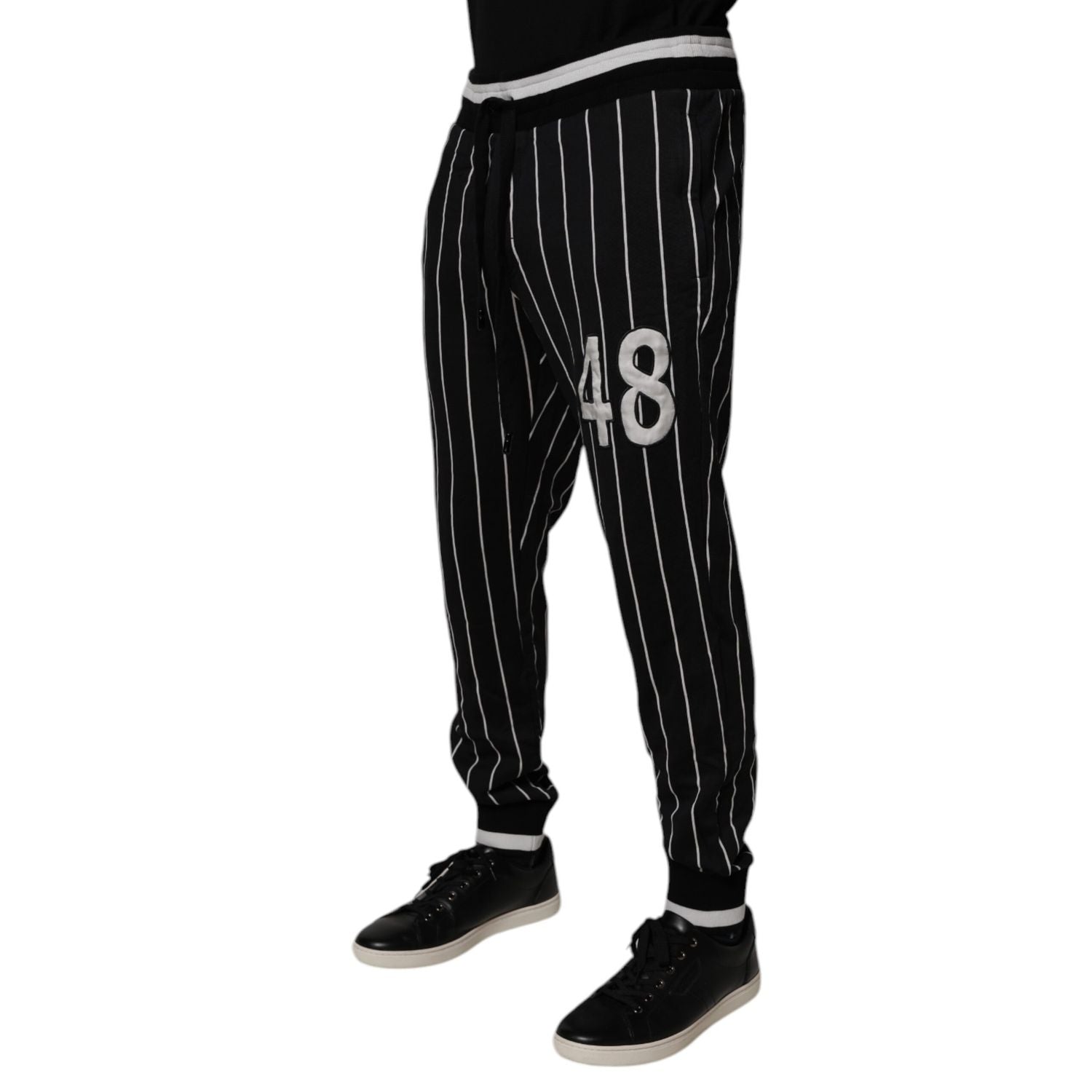 Dolce & Gabbana Black White Stripes Jogger Sweatpants Pants