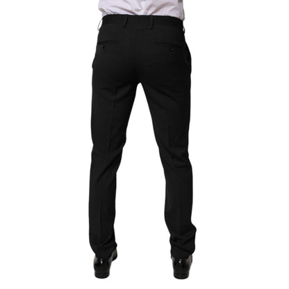 Dolce & Gabbana Black Polyester Tapered Formal Men Dress Pants