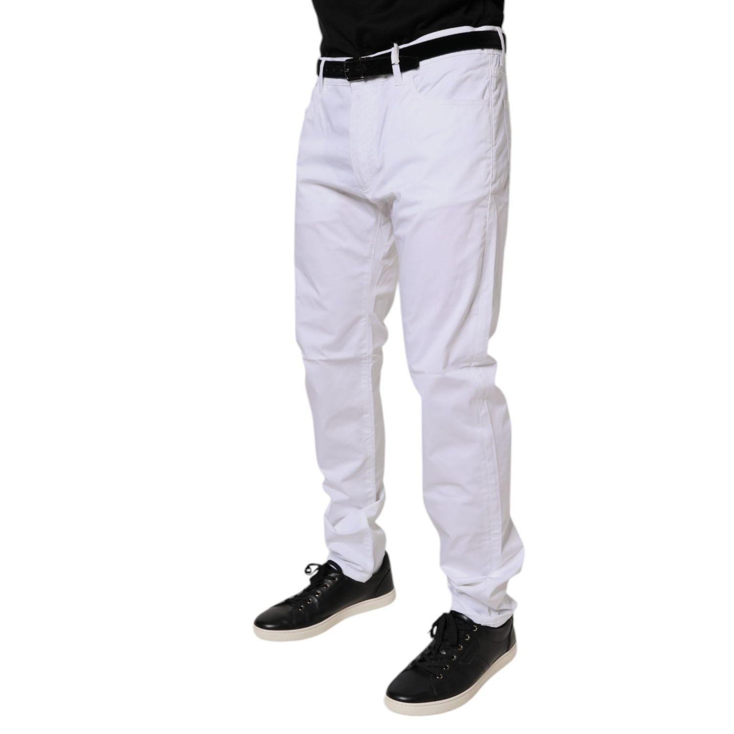 Dolce & Gabbana White Cotton Stretch Skinny Dress Formal Pants