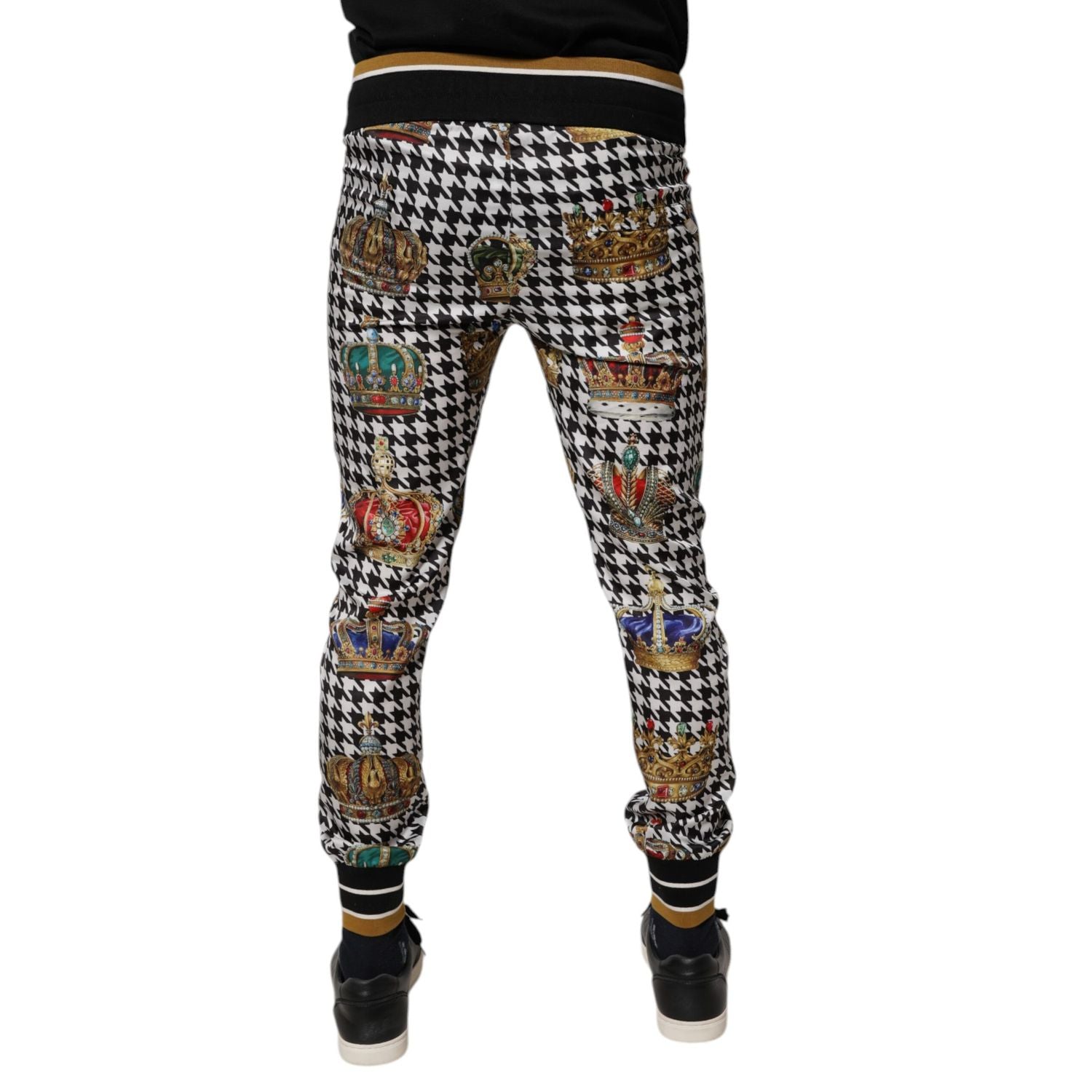 Dolce & Gabbana Multicolor Houndstooth Crown Men Sweatpants Pants