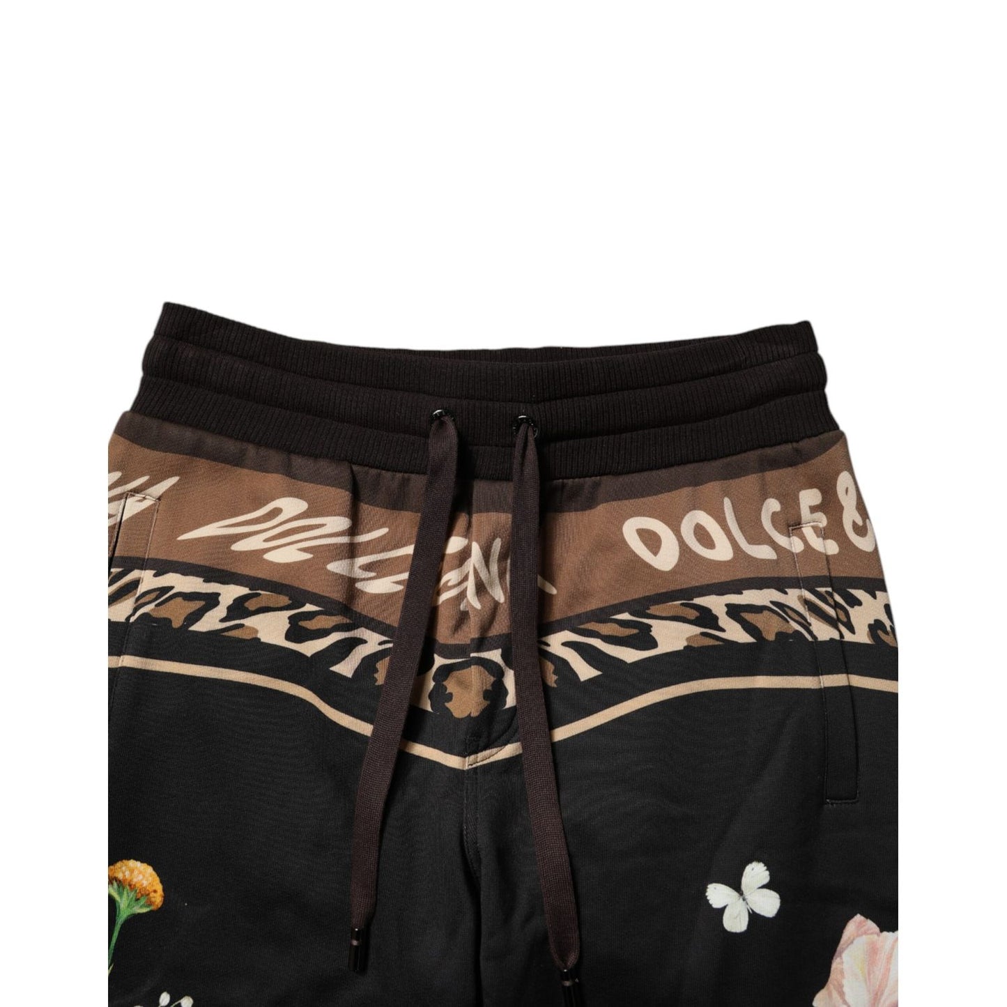 Dolce & Gabbana Black Floral Cotton Jogger Sweatpants Pants