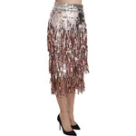 Dolce & Gabbana Metallic Sequin Tulle High-Waist Midi Skirt Dolce & Gabbana Dim Gray
