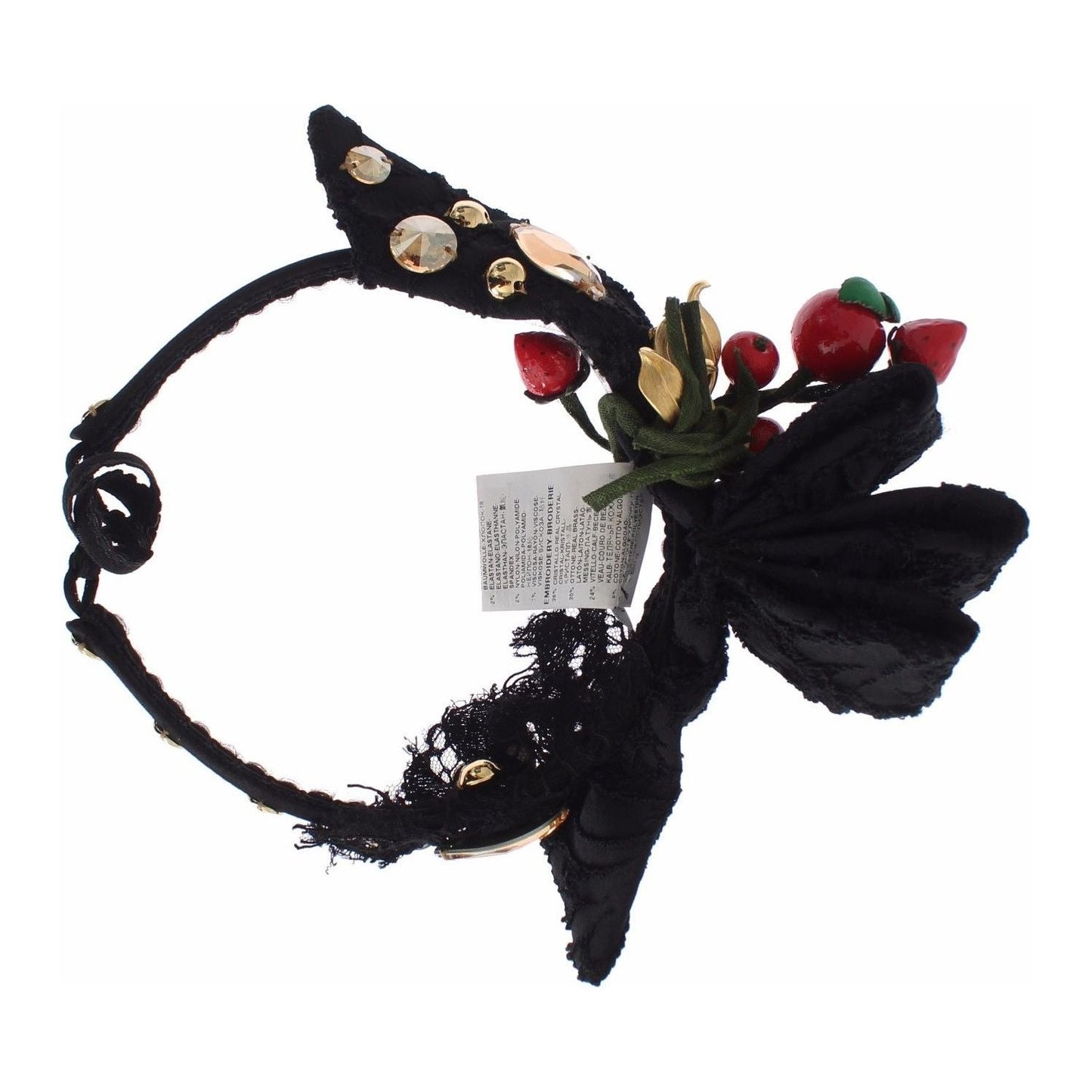 Dolce & Gabbana Diadem Headband Tiara Berry Fruit Crystal Bow Hair Tiara