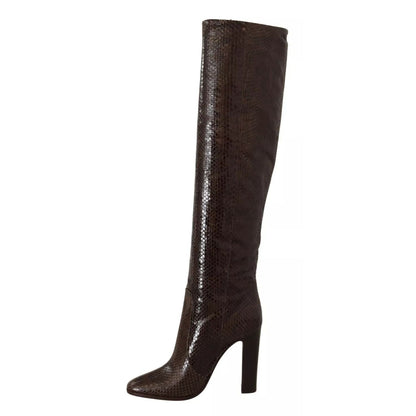 Dolce & Gabbana Brown Exotic Leather Heels High Boots Shoes