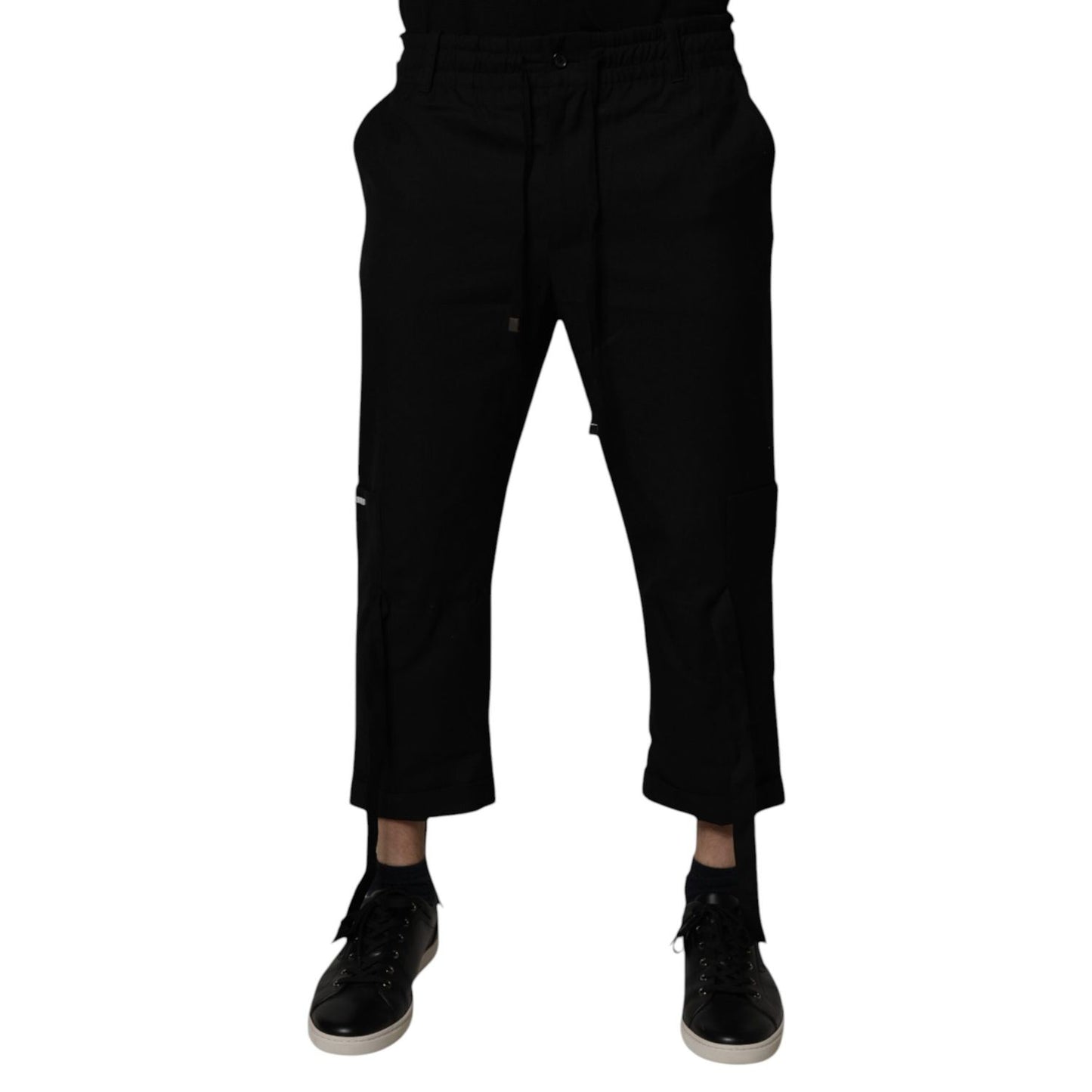 Dolce & Gabbana Black Polyester Men Cropped Pants