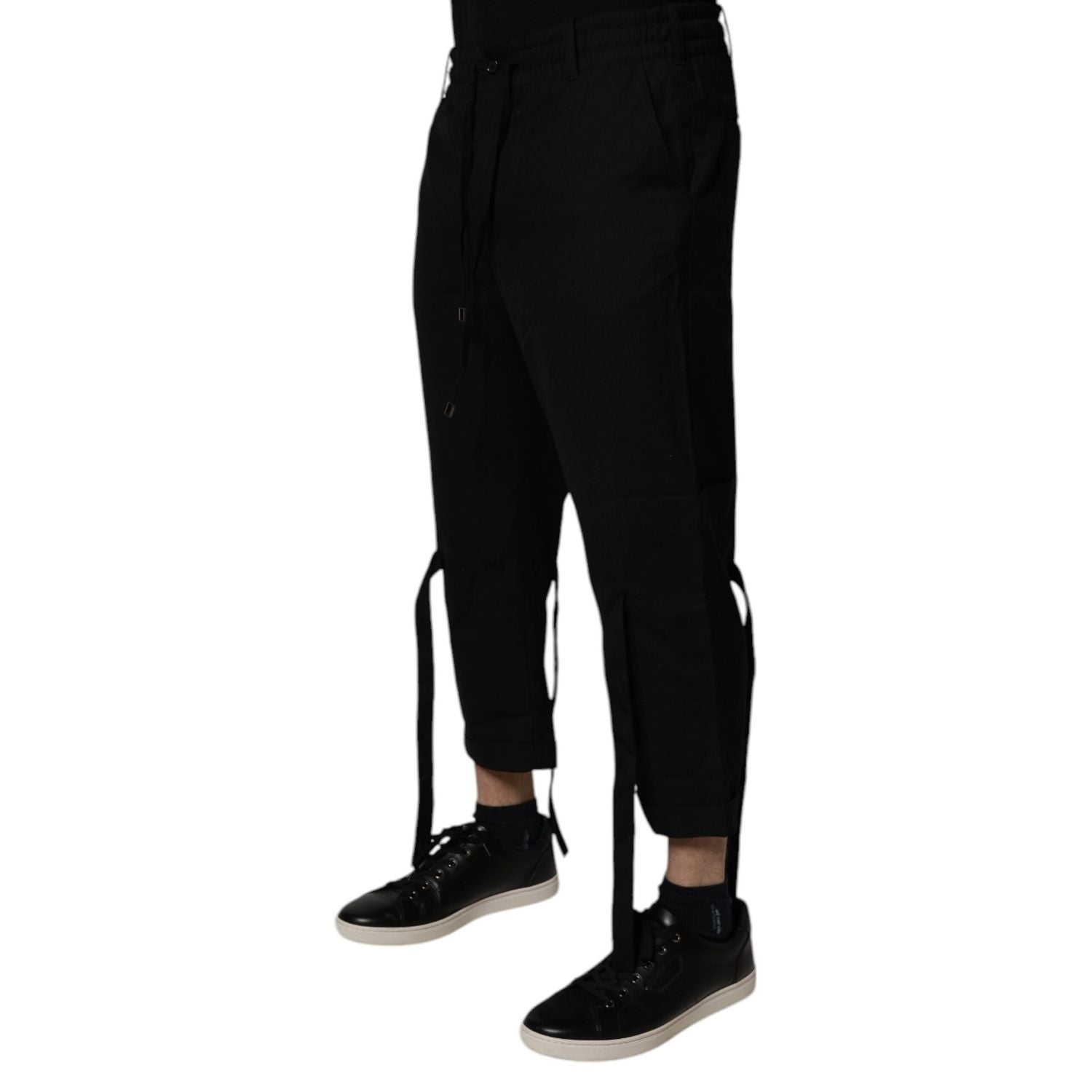 Dolce & Gabbana Black Polyester Men Cropped Pants