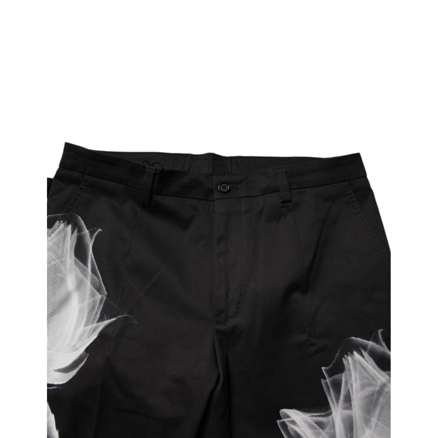 Dolce & Gabbana Black Cotton Floral Skinny Dress Pants