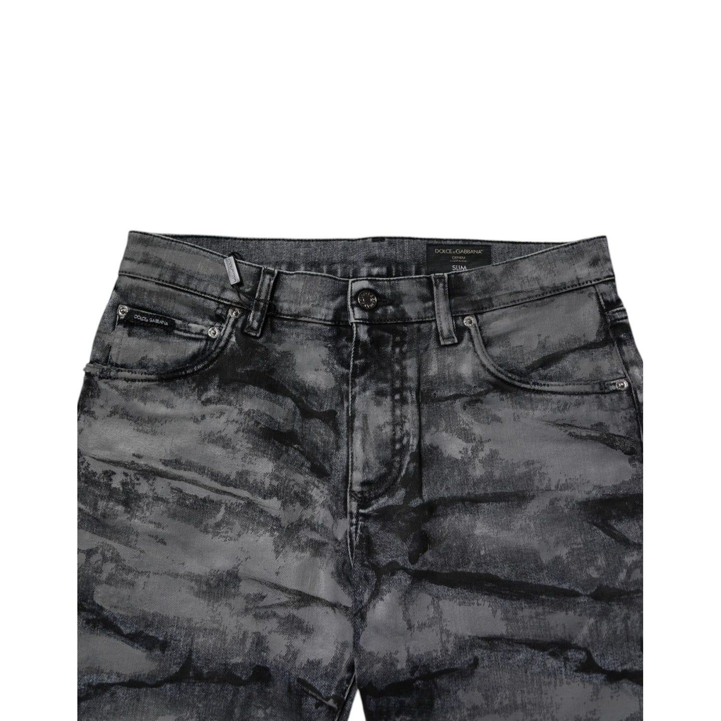 Dolce & Gabbana Gray Tie Dye Cotton Skinny Men Denim Jeans