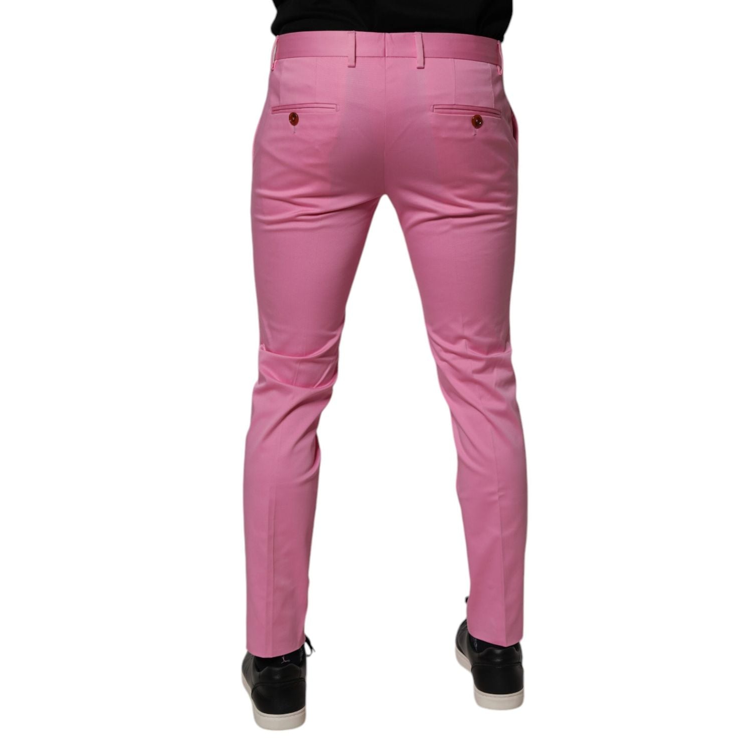 Dolce & Gabbana Pink Cotton Slim Fit Men Dress Formal Pants