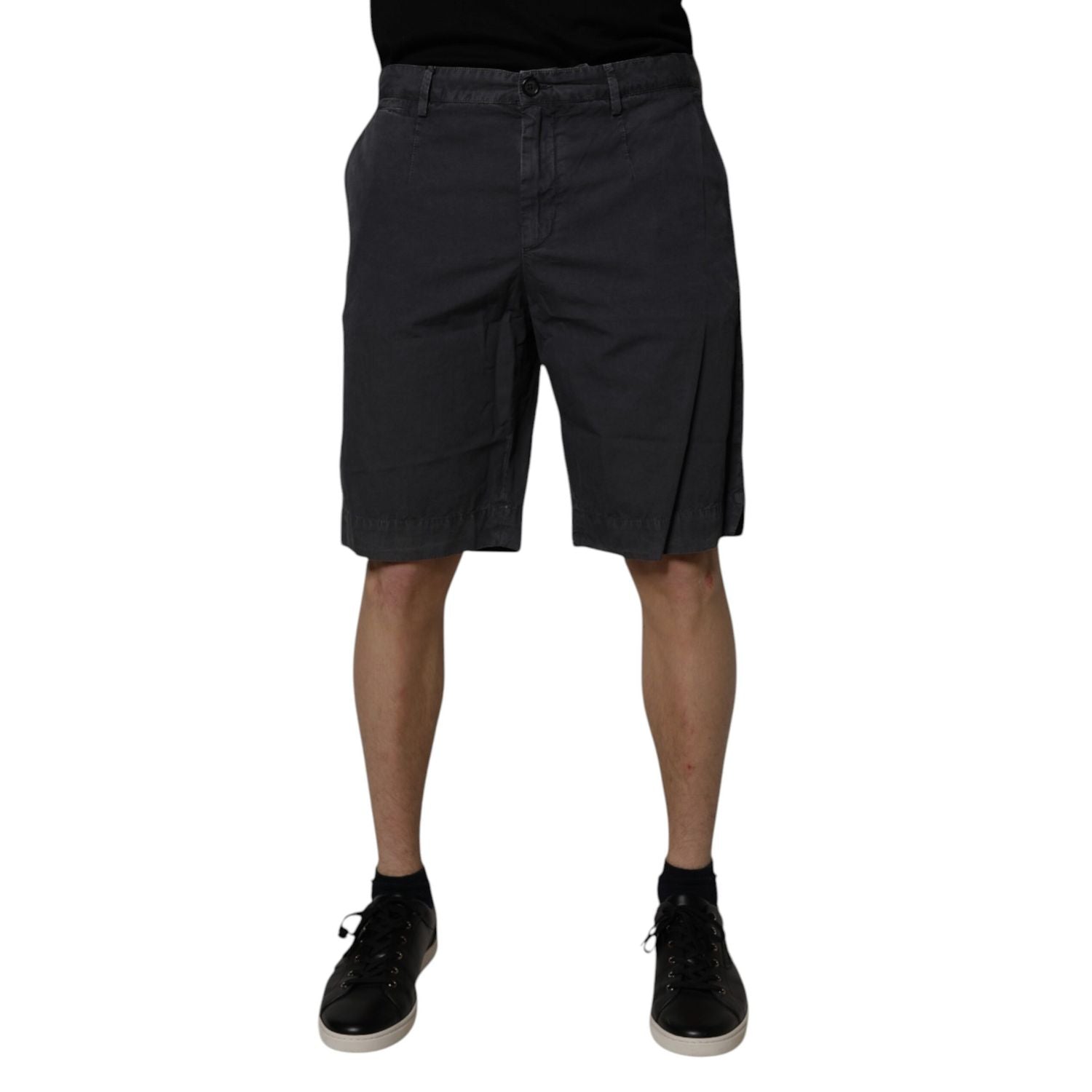 Dolce & Gabbana Dark Gray Cotton Mid Waist Men Bermuda Shorts