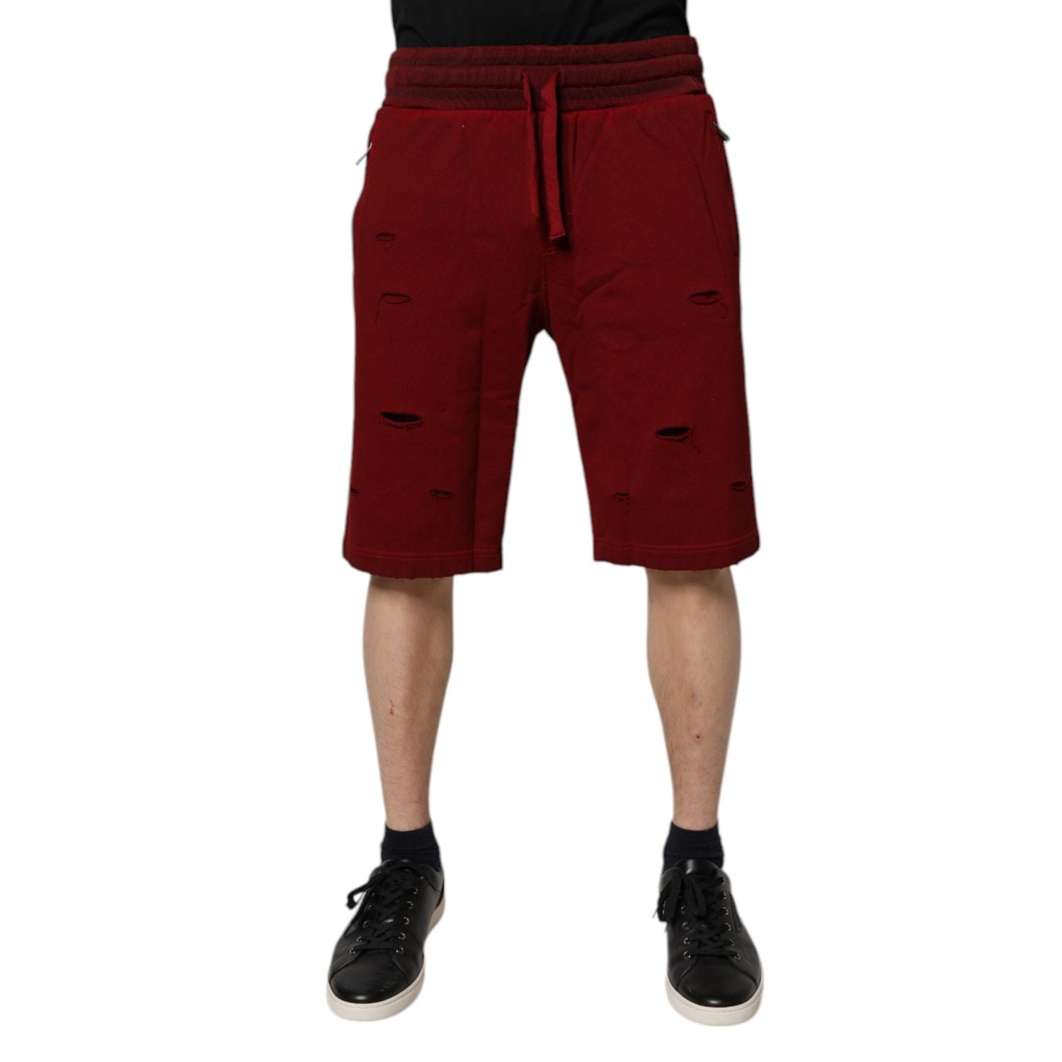 Dolce & Gabbana Maroon Rip Style Bermuda Sweatshorts Shorts