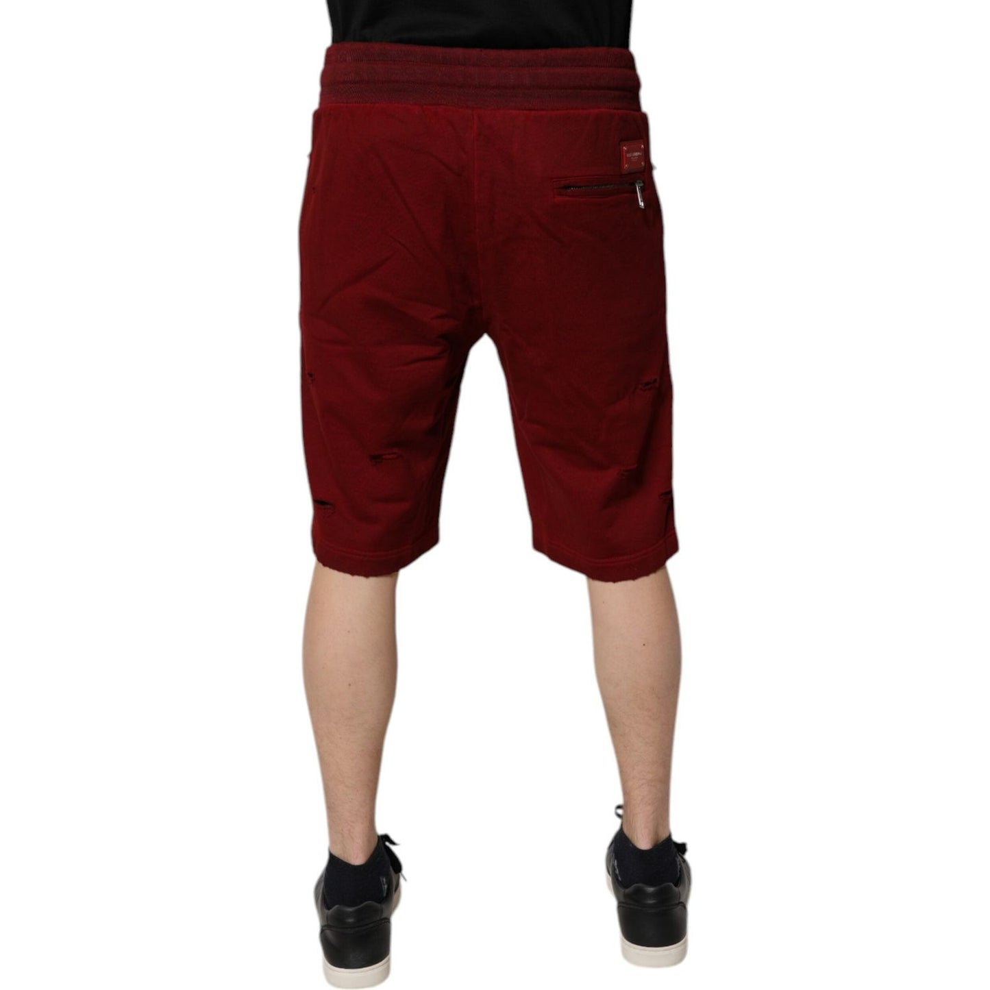Dolce & Gabbana Maroon Rip Style Bermuda Sweatshorts Shorts PAN75729-48