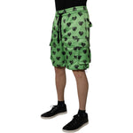 Dolce & Gabbana Green Heart Print Cargo Men Bermuda Shorts PAN75747-48
