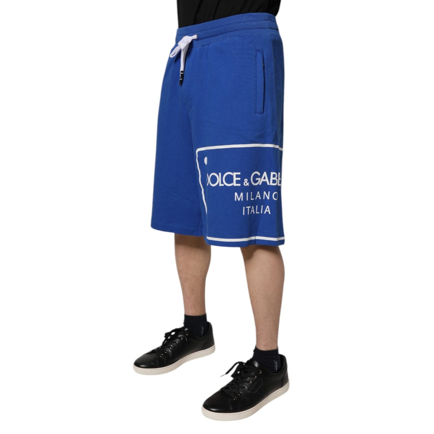 Dolce & Gabbana Blue Logo Cotton Bermuda Sweatshorts Shorts