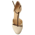 SERGIO LEVANTESI Beige T-Strap Block Heels Pumps Leather Shoes