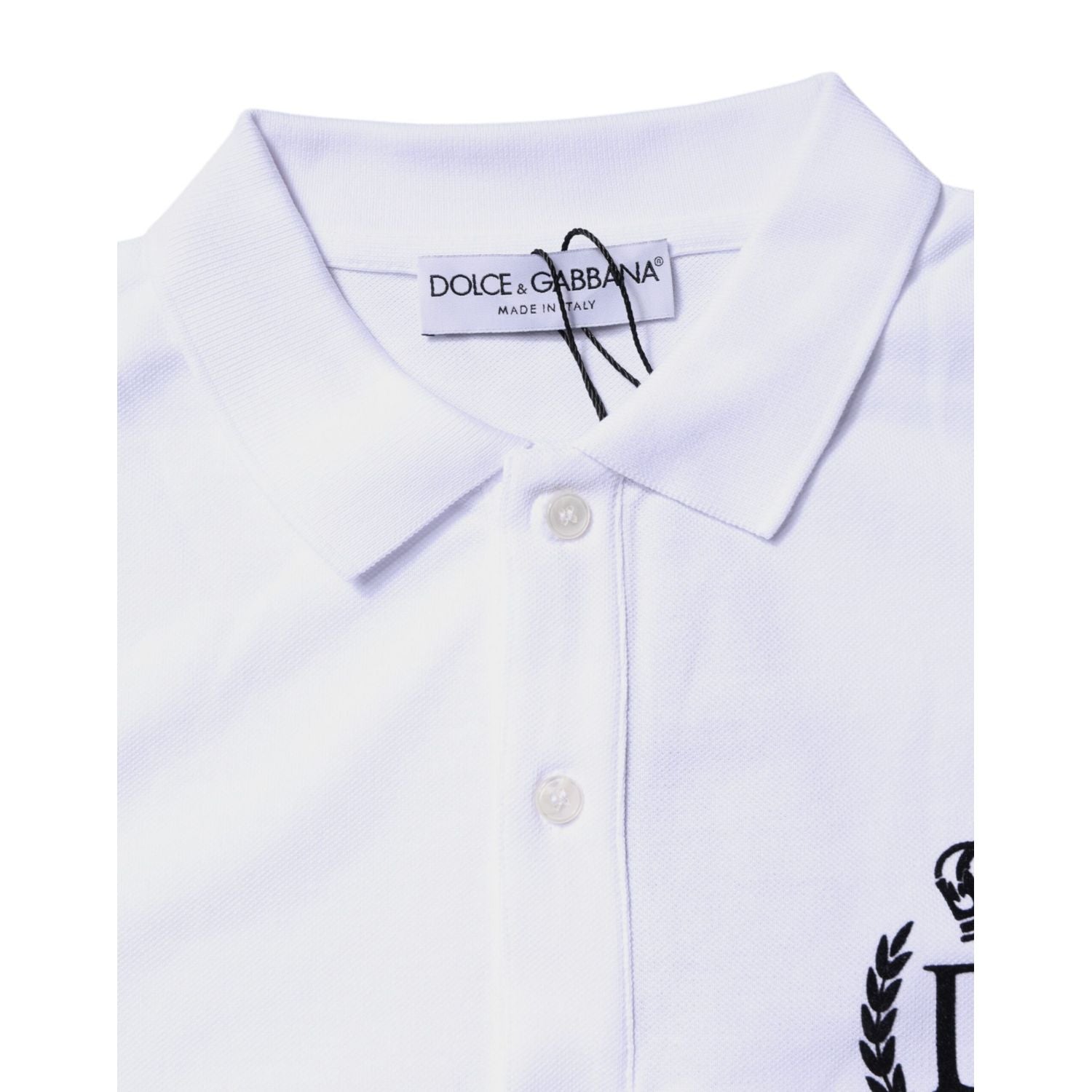Dolce & Gabbana White Cotton Crown Collared Men Polo T-shirt