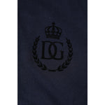 Dolce & Gabbana Dark Blue Cotton Crown Collared Polo T-shirt