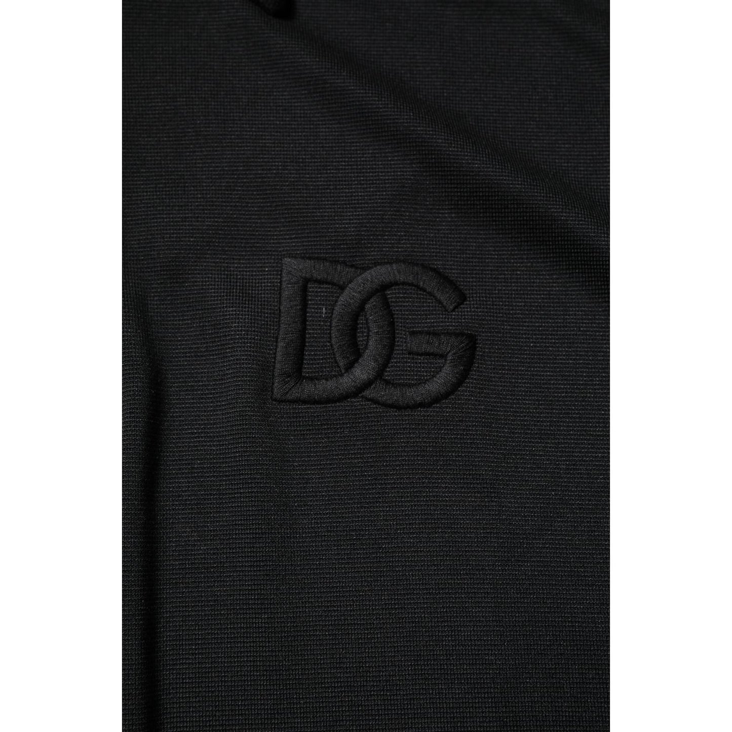 Dolce & Gabbana Black Polyester DG Logo Collared Polo T-shirt
