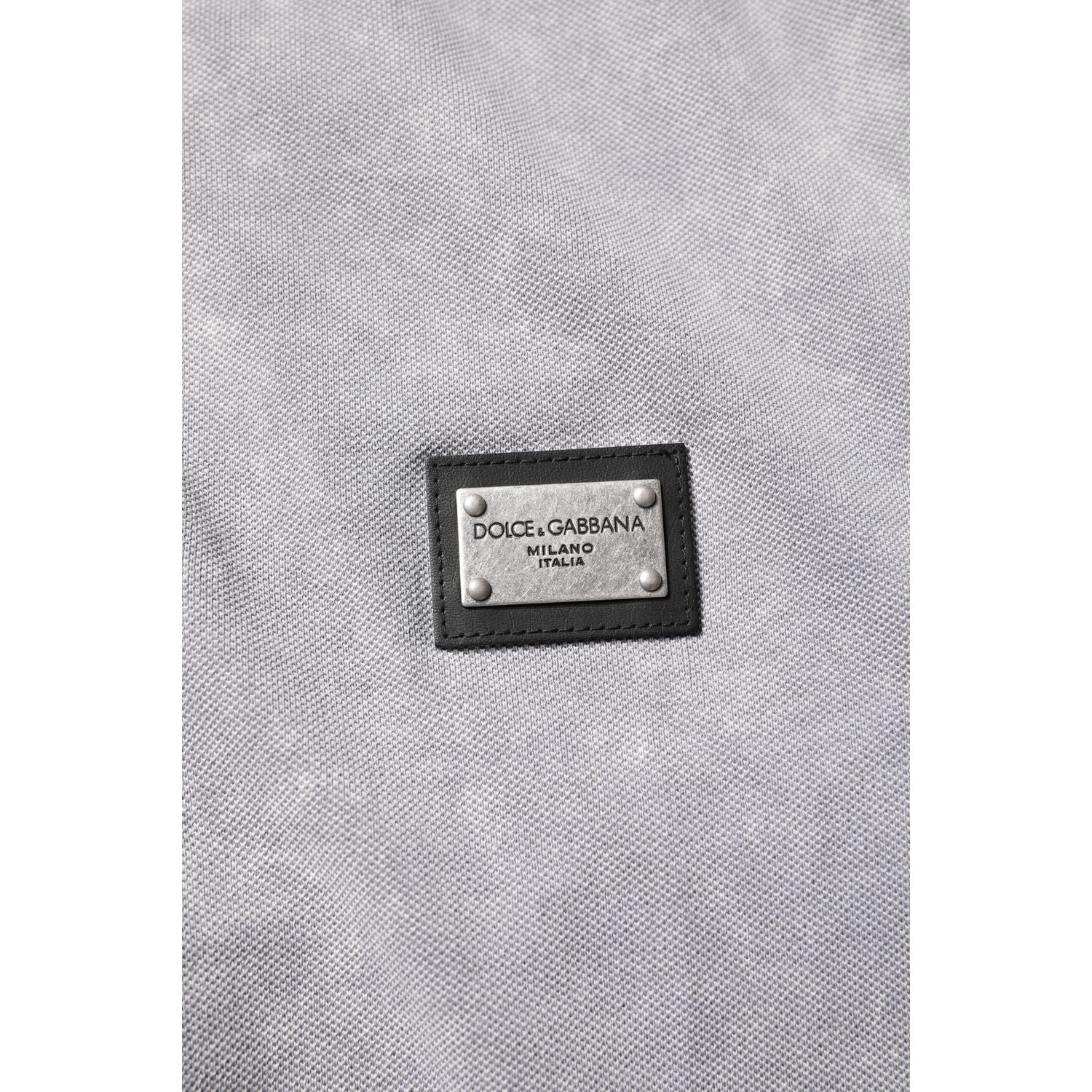 Dolce & Gabbana Gray Logo Plaque Cotton Men Polo Shirt T-shirt